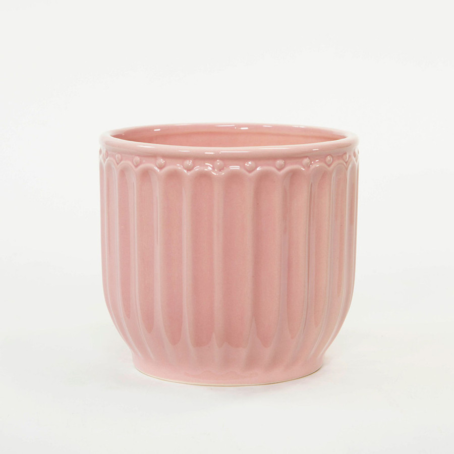 5in Wide Hem Ceramic Pot - Pink