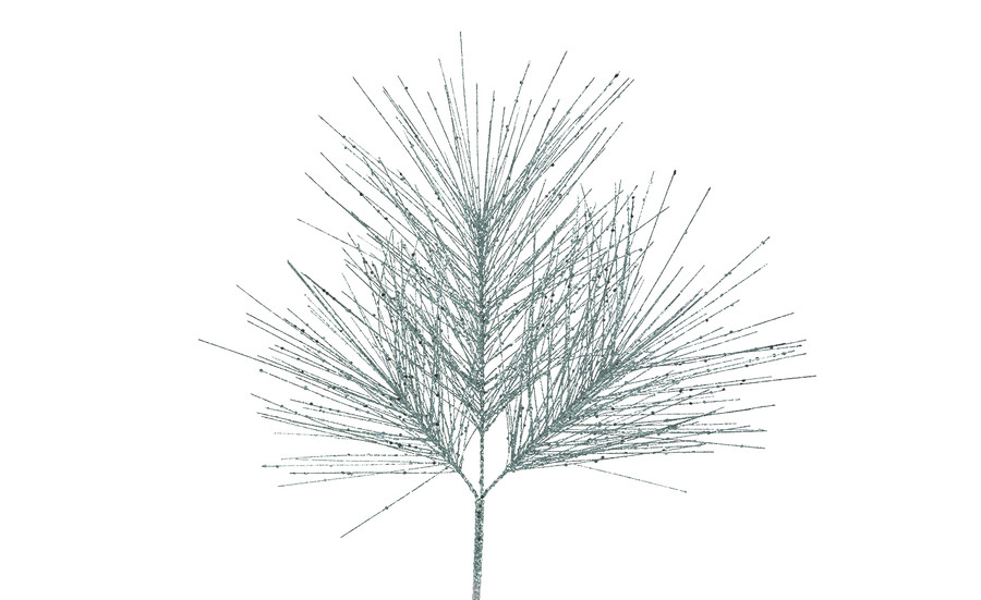 18in Glitter Leaf Pine Spray - Silver