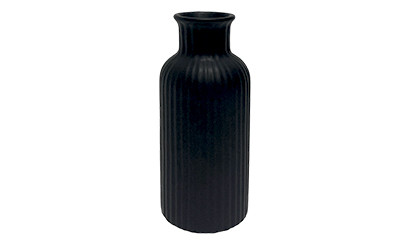 5.7in Tall Asher Ribbed Ceramic Bud Vase - Matte Black