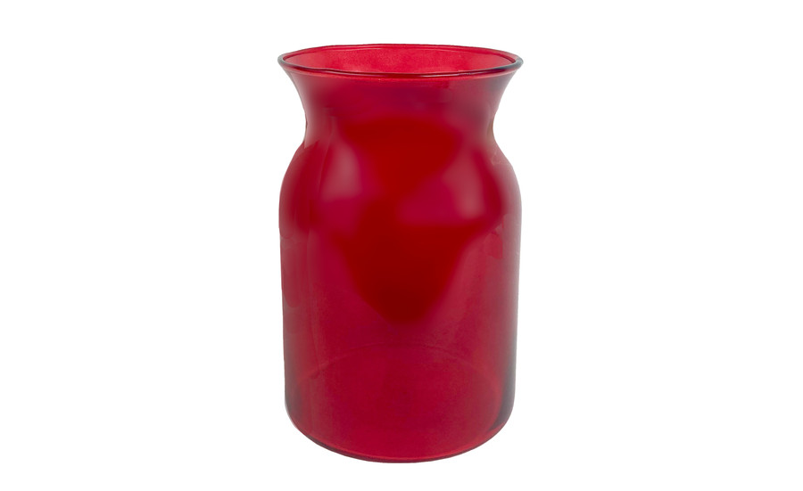 8in Tall Milk Jug Glass Vase - Red