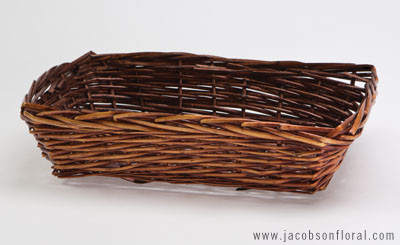 15in Long Half Willow Rectangular Basket Tray - Cherry Brown