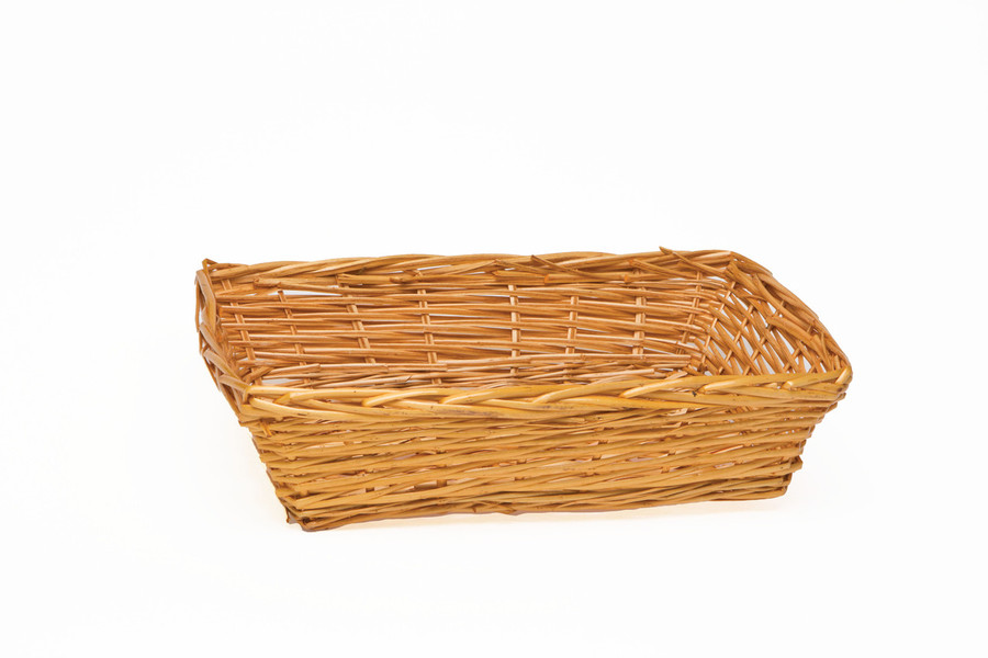 15in Long Half Willow Rectangular Basket Tray - Honey