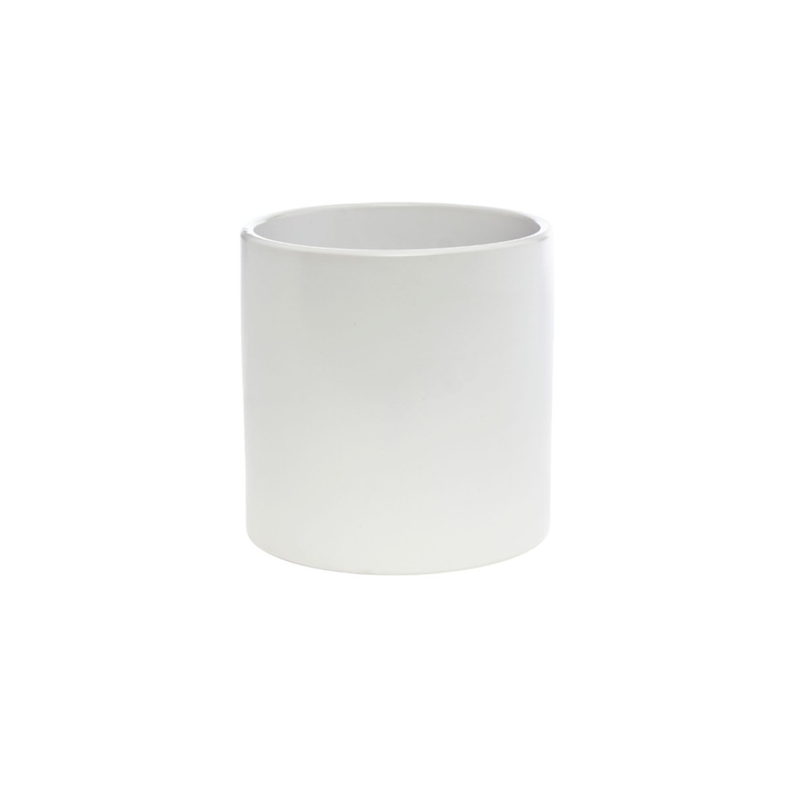5in Wide Cylinder Ceramic Pot - White
