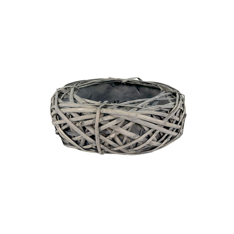 8in Wide Birds Nest Basket - Greywash