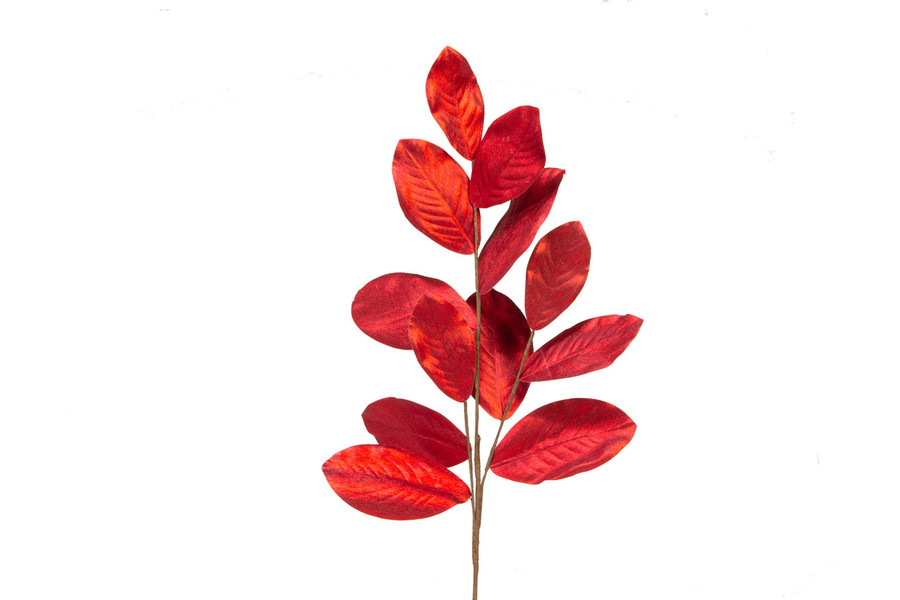 39in Magnolia Leaf Spray - Red