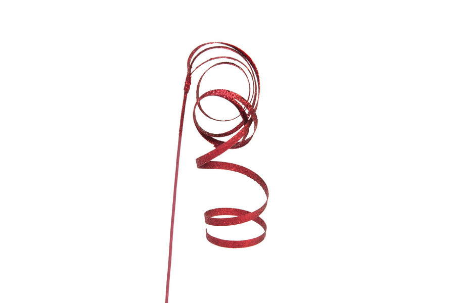 25in Glitter Spiral Ribbon Spray - Burgundy