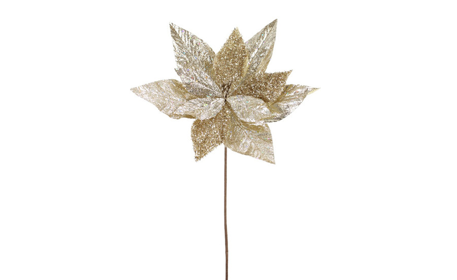 19in Metallic Poinsettia Spray - Champagne