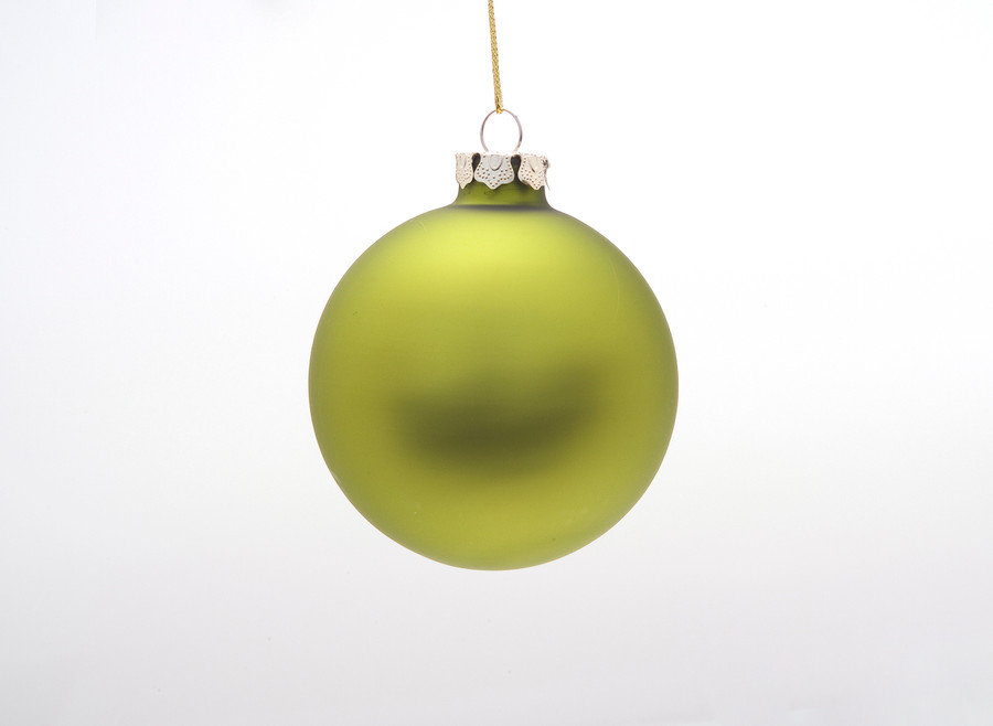 100mm Glass Satin Ball Ornament (Set of 4) - Moss Green