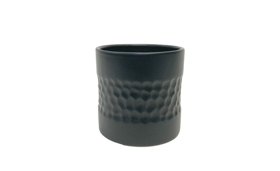 5in Wide Hammered Chip Ceramic Pot - Matte Black