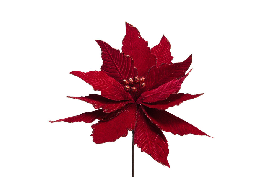 22in Velvet Poinsettia - Red