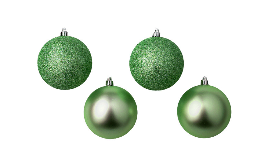 100mm Plastic Ball Ornament (Set of 4) - Emerald