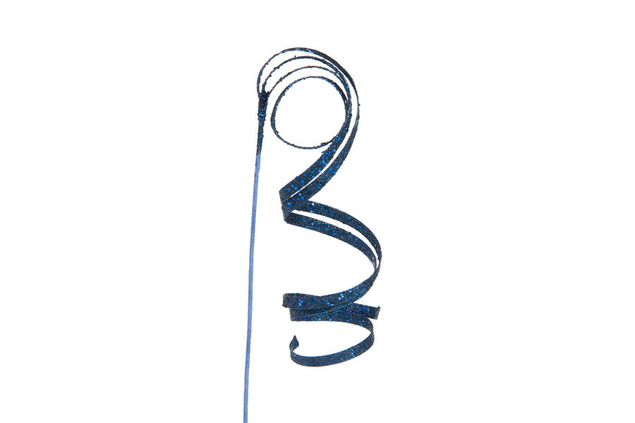 25in Glitter Spiral Ribbon Spray - Midnight Blue