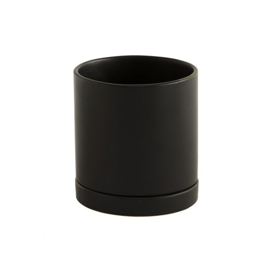 5in Wide Romey Ceramic Pot  - BLACK