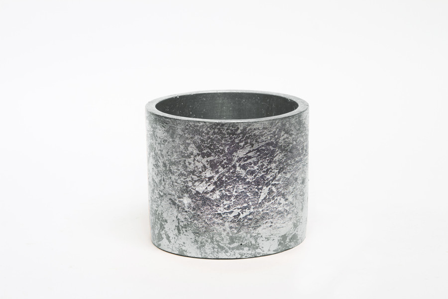 5in Wide Posh Cylinder Cement Planter - Silver Foil