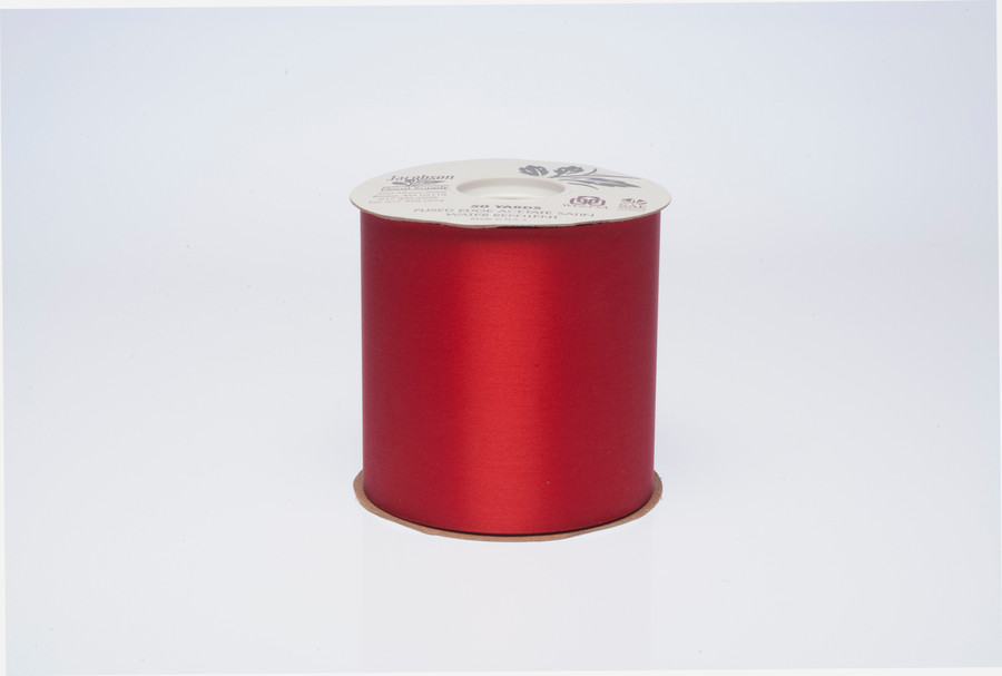 #100 Plain Satin Ribbon (50yd) - Red