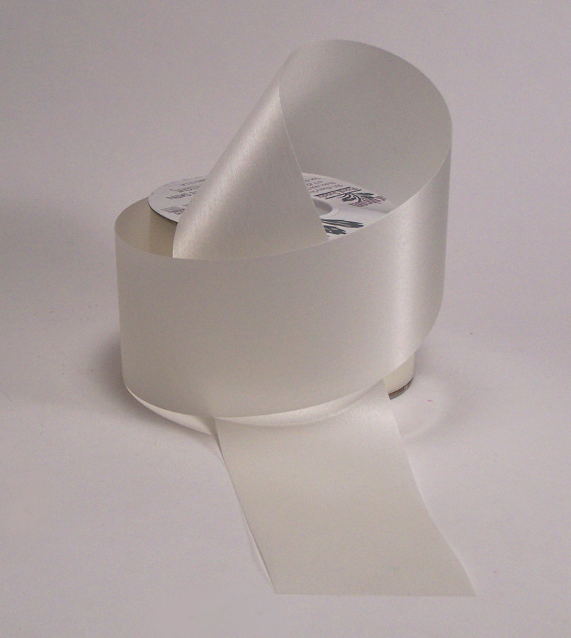 #100 Plain Satin Ribbon (50yd) - White