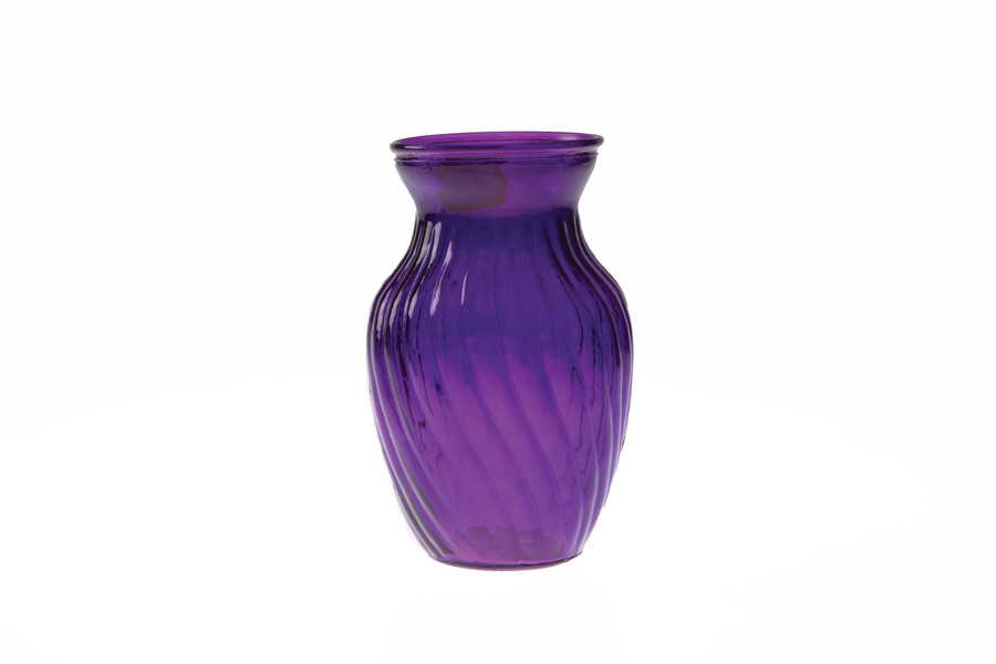 8in Tall Glass Swirl Vase - Purple