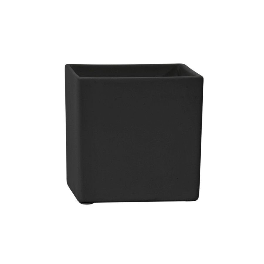 5in Square Ceramic Cube - Matte Black