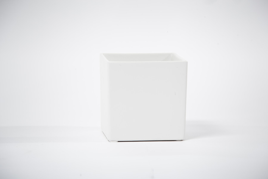 5in Square Ceramic Cube - Matte White