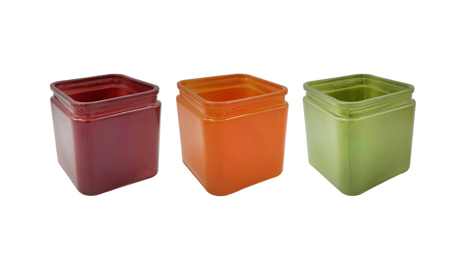 5in Cube Glass Vase  - Assorted Harvest