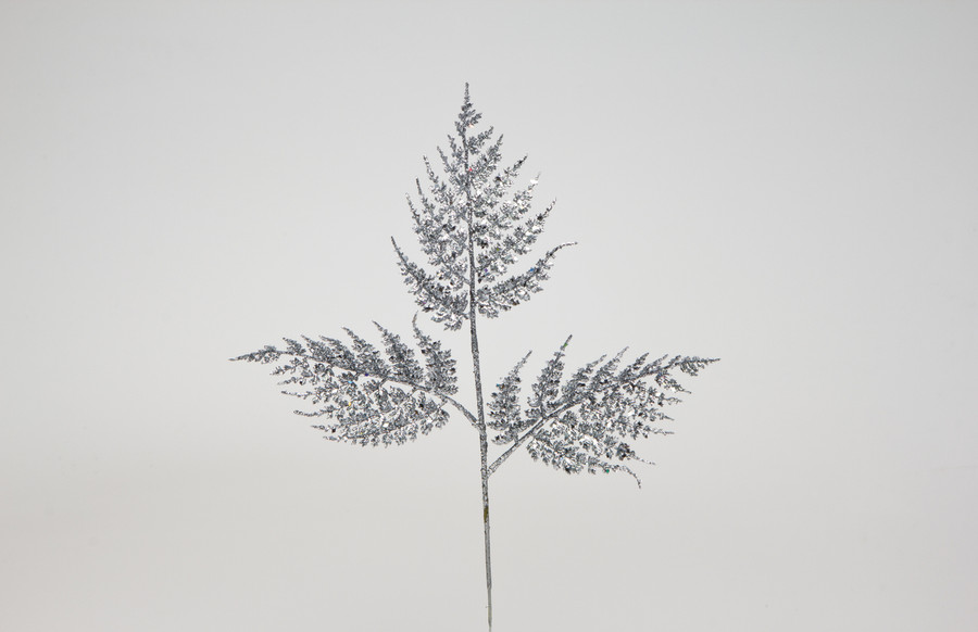 12in Glitter Fern Pick Bundle (Pack of 6) - Silver