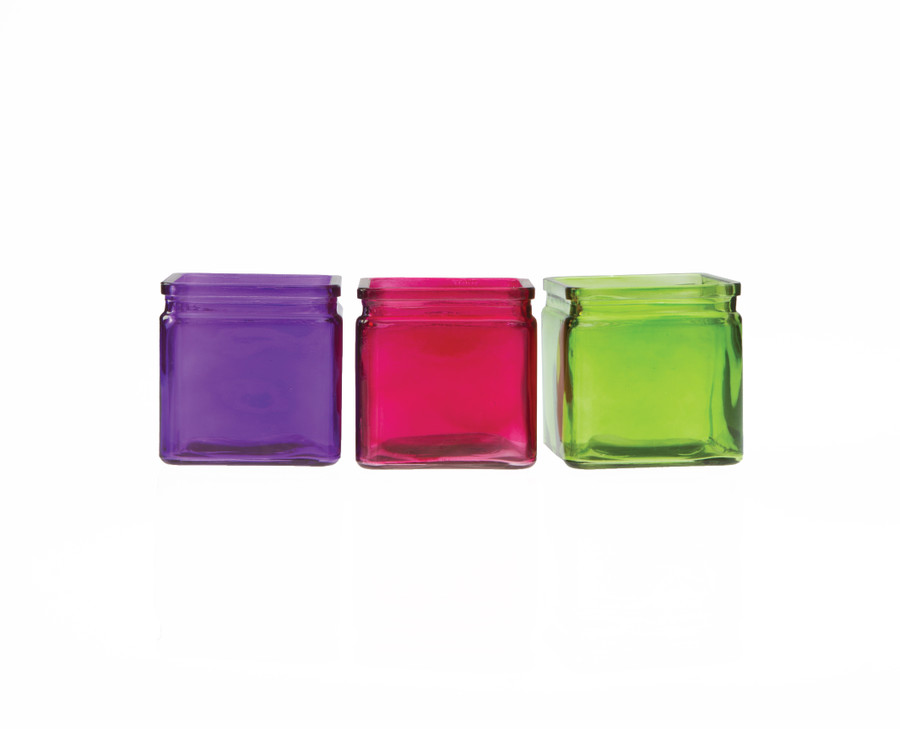 4in Square Glass Cube - Bright (Assorted)