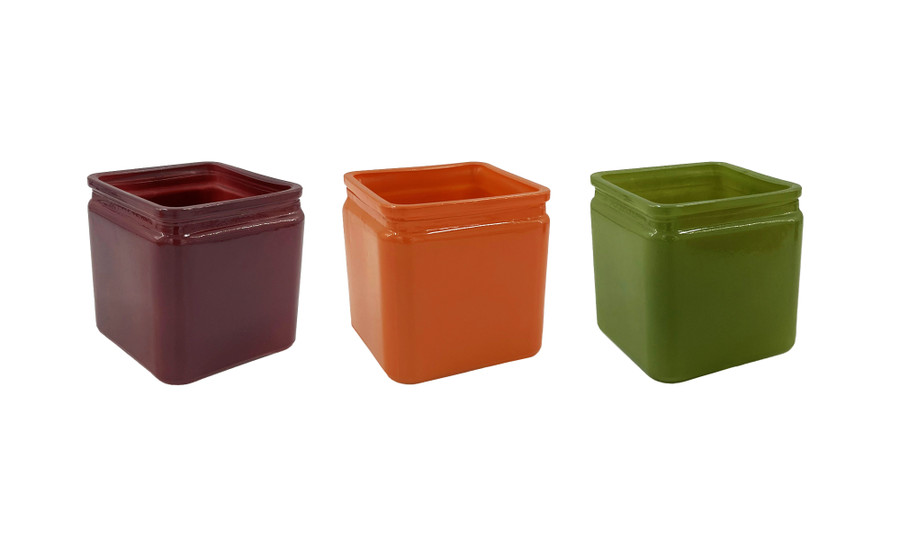 4in Square Glass Cube - Harvest (Assorted)