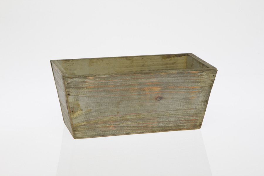 8.5in Long Rectangular Wood Planter Box - Weathered Green