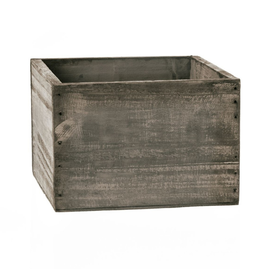 6in Wide Square Wood Planter Box - Grey