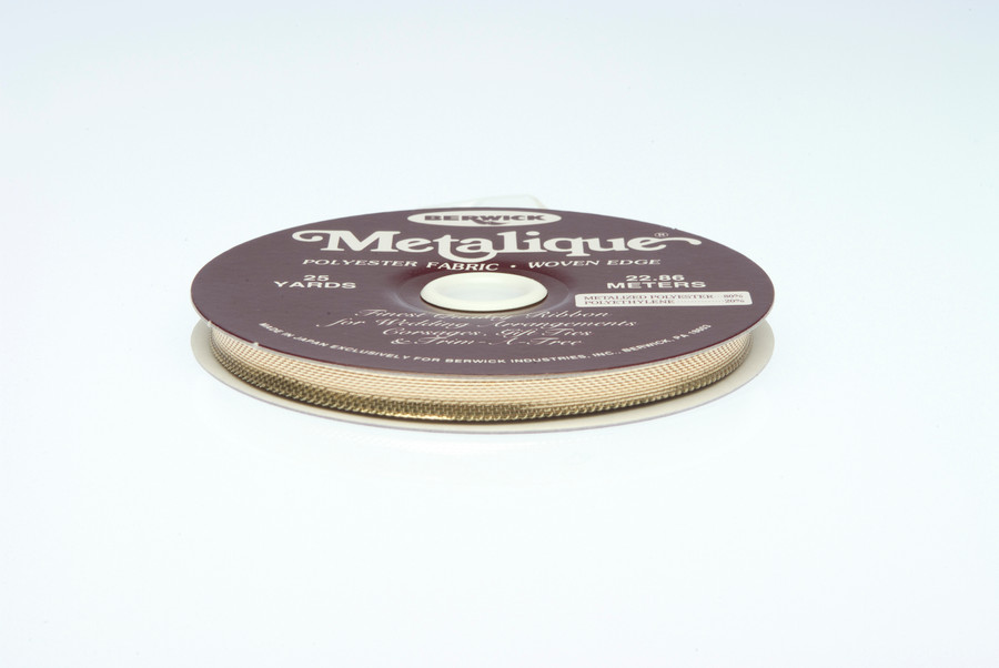 1/4in Wide Metallic Ribbon (25yd) - Gold