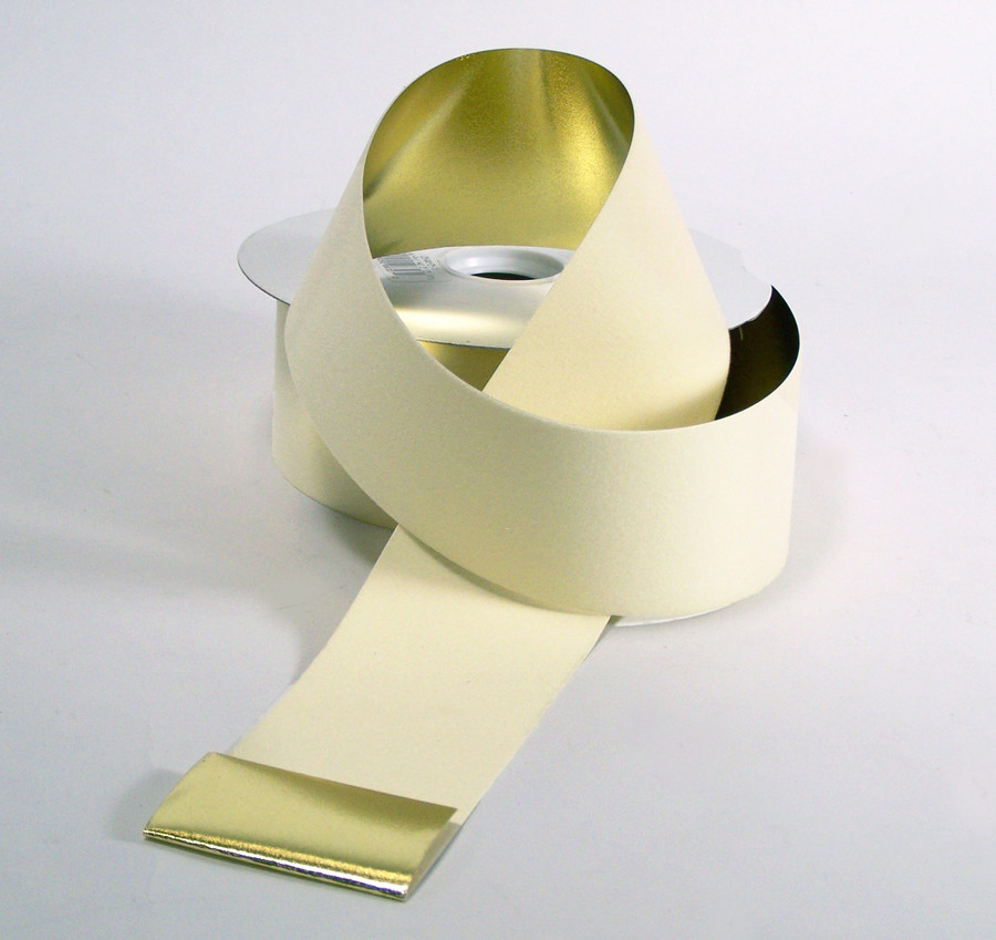 #40 Velvet Metallic Back Ribbon (25yd) - Ivory