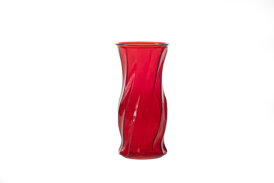 9.75in Tall Rose Glass Vase - Red