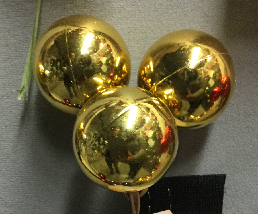 40mm Ornament Ball Pick x3 (Bag of 12) - Shiny Gold