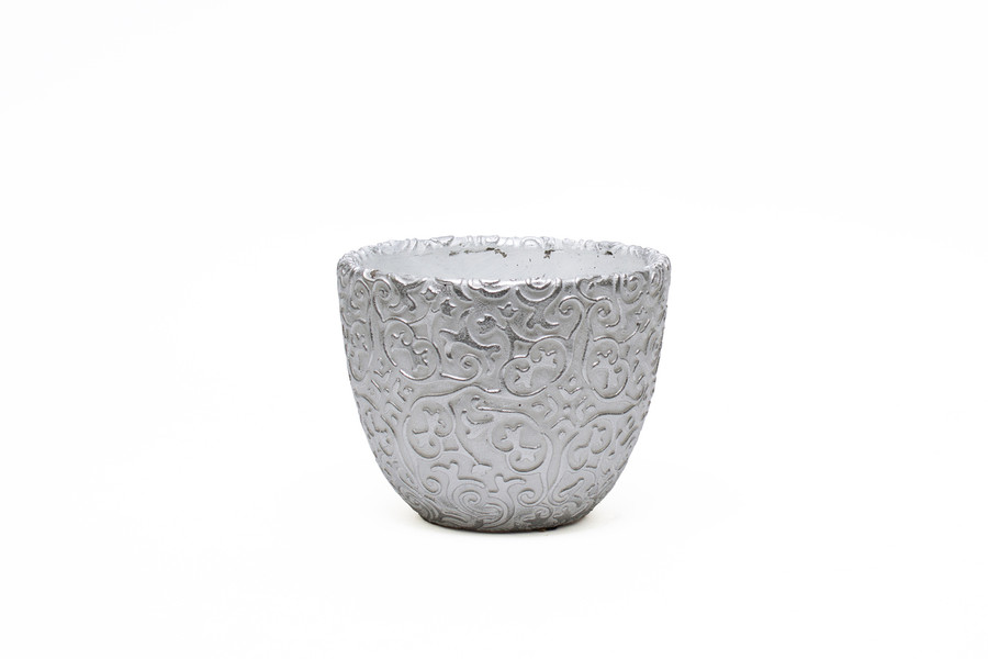 6.5in Wide Rogue Ceramic Pot - Silver