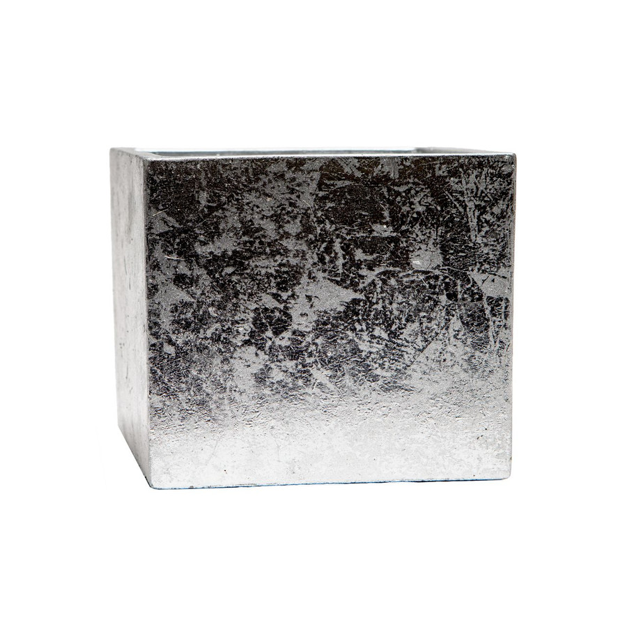 5in Posh Cube Cement Planter - Silver Foil