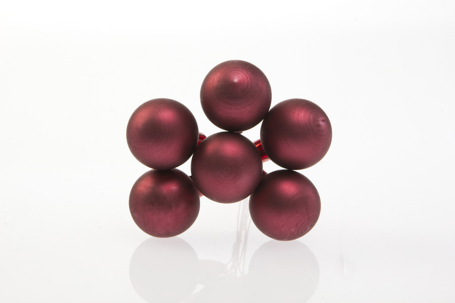 30mm Glass Balls on Stem (Box of 72) - Matte Burgundy