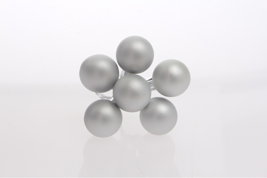 30mm Glass Balls on Stem (Box of 72) - Matte Silver