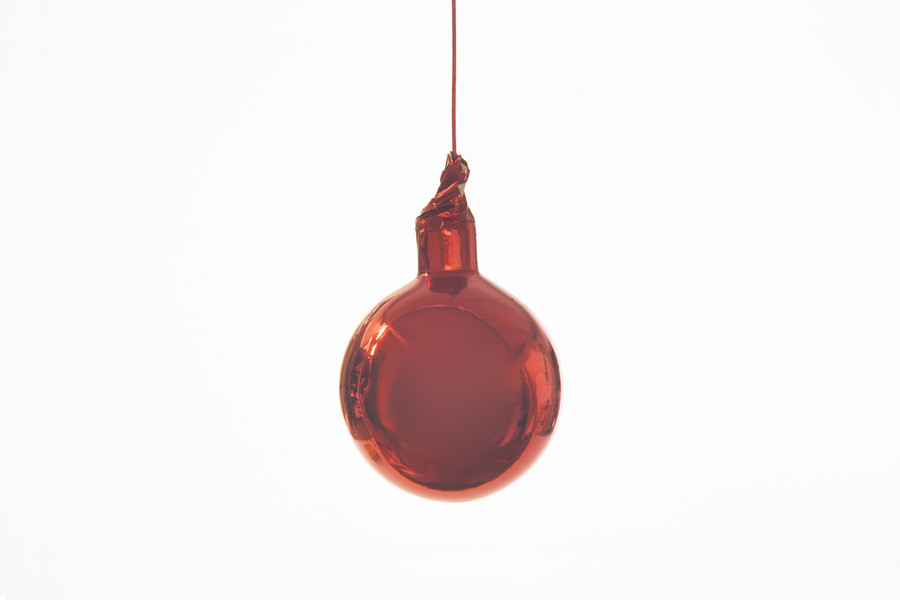 50mm Glass Ball on Stem - Shiny Red