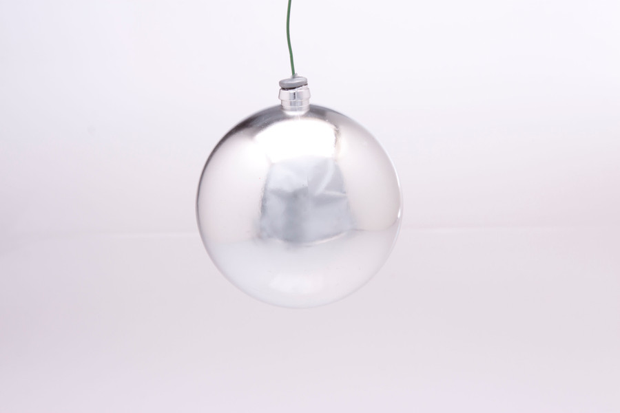 80mm Plastic Ball on Wire (Bag of 6) - Shiny Silver