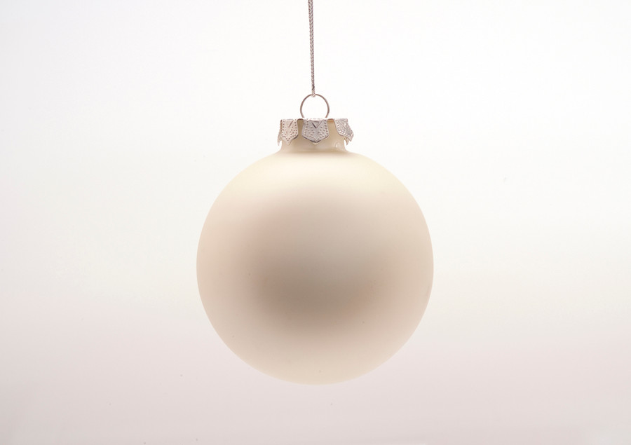 75mm Satin Ball Ornament (Box of 6) - Ivory