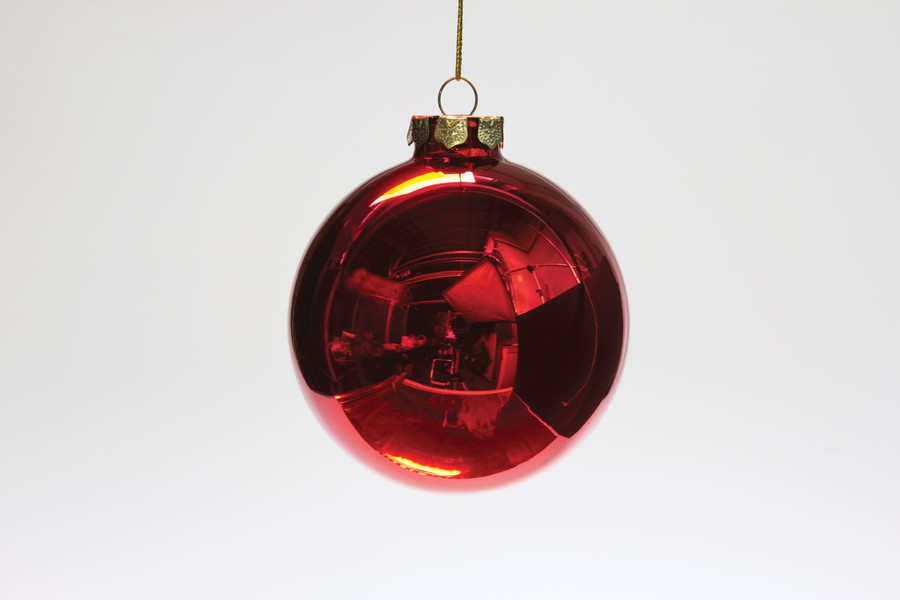 75mm Shiny Ball Ornament (Box of 6) - Red