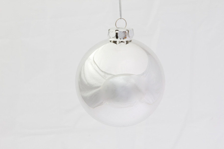 75mm Shiny Ball Ornament (Box of 6) - Silver
