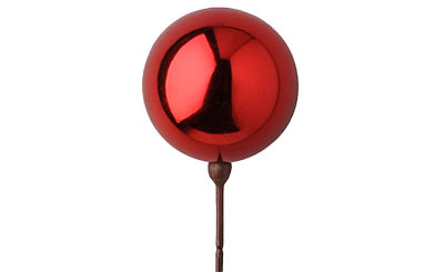 80mm Plastic Ball on 18in Pick - Shiny Red
