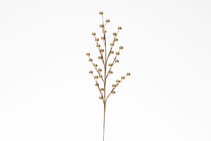 19in Handwrapped Berry Spray x7 - Shiny Gold