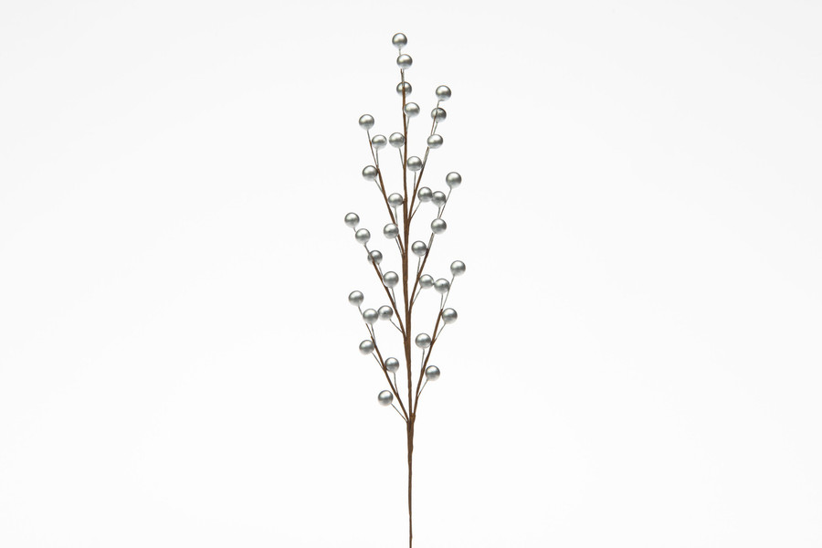 19in Handwrapped Berry Spray x7 (Bag of 12) - Shiny Silver