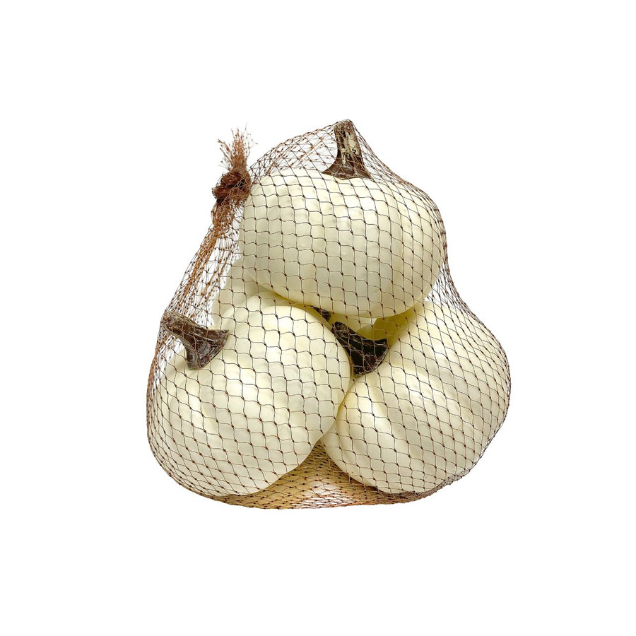 Faux Mini Pumpkins in Net Bag (4pk) - Ivory