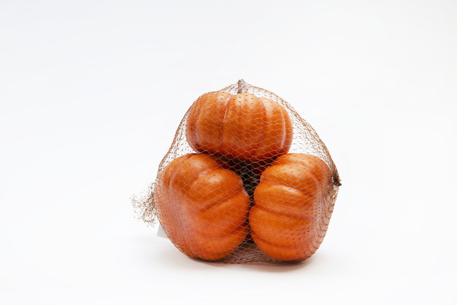 Faux Mini Pumpkins in Net Bag (4pk) - Orange