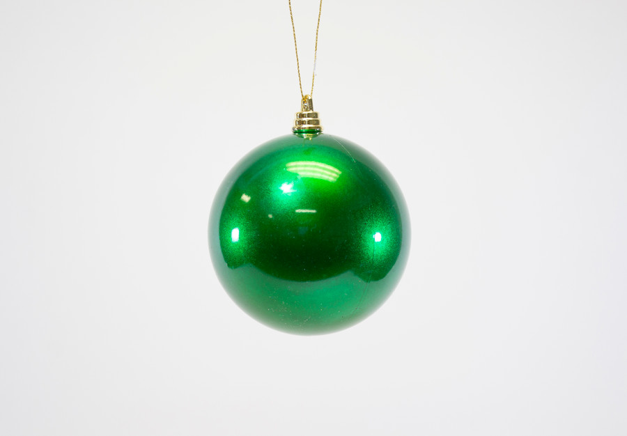 100mm Plastic Ornament Ball - Candy Apple - Emerald