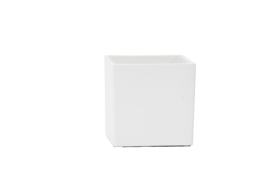 4.5in Ceramic Cube - Matte White