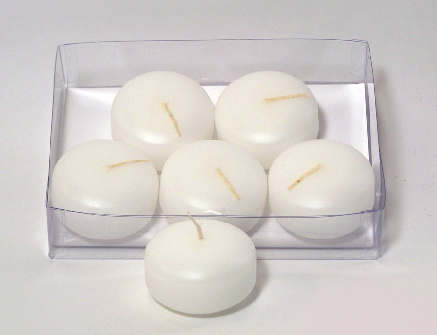 2in Wide Floating Candles (6pk) - White